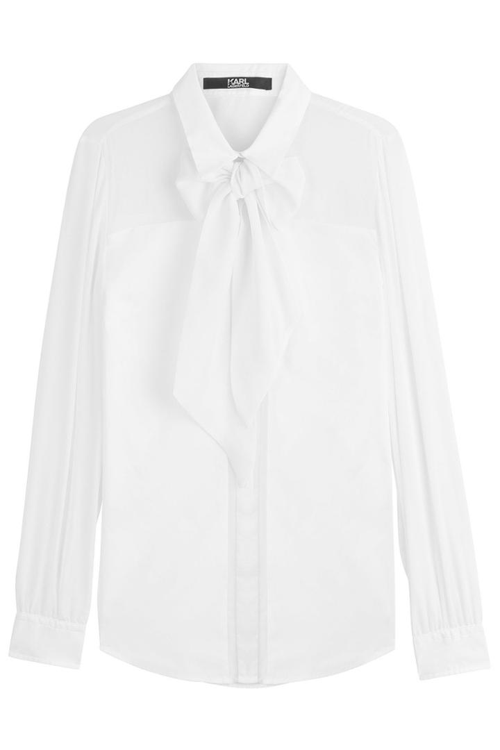 Karl Lagerfeld Karl Lagerfeld Cotton Shirt With Bow - White