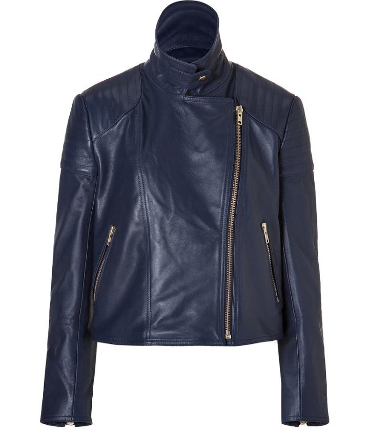 Sophie Hulme Leather Biker Jacket In Navy