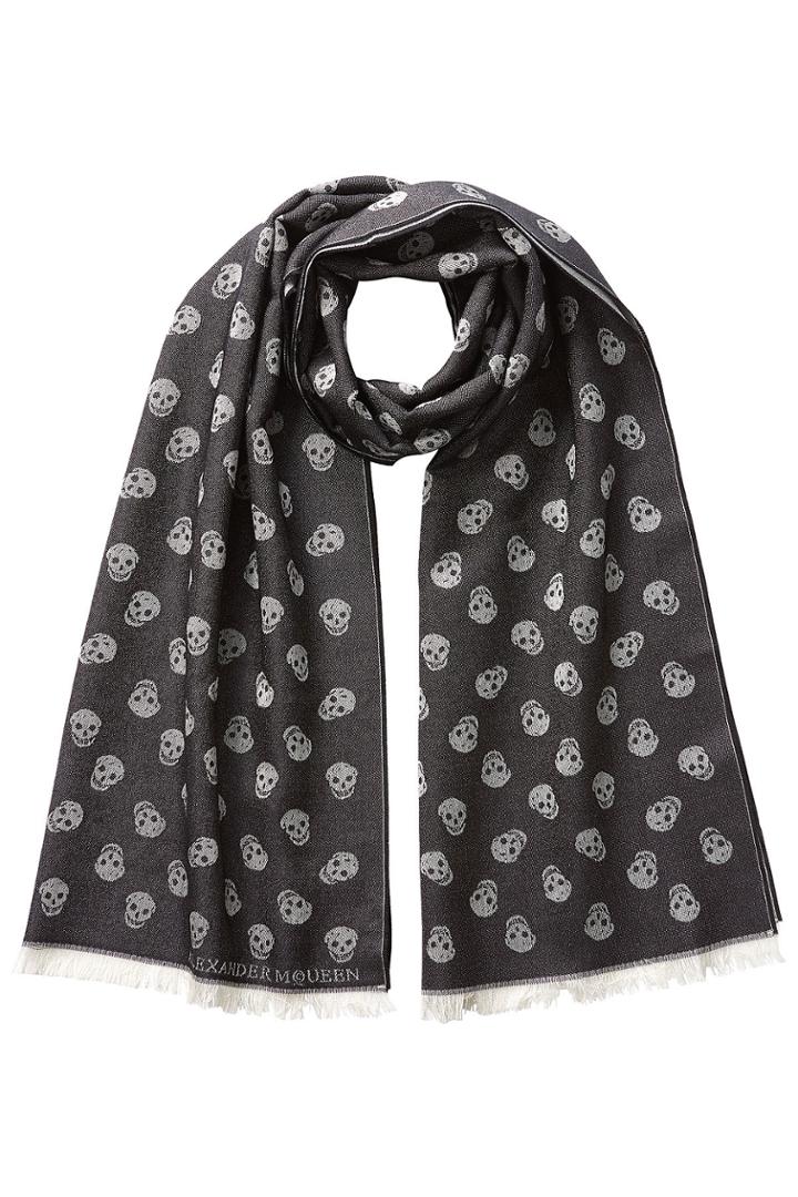 Alexander Mcqueen Alexander Mcqueen Wool-silk Allover Skull Print Scarf - Black