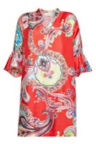 Herzensangelegenheit Herzensangelegenheit Paisley Print Silk Dress With Bell Sleeves