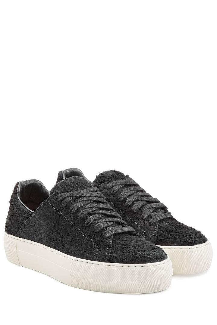 Helmut Lang Helmut Lang Textural Brushed Leather Platform Sneakers - Black