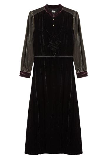 Warm Warm Velvet Dress With Silk - Multicolored