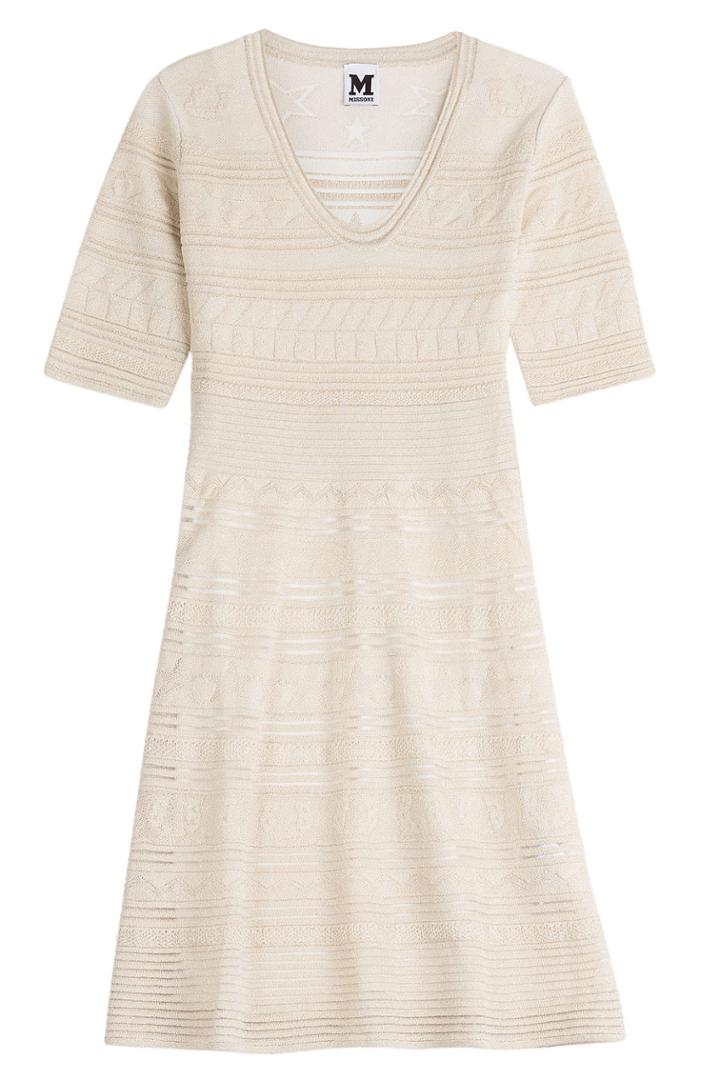 M Missoni M Missoni Metallic Knit Dress - Beige