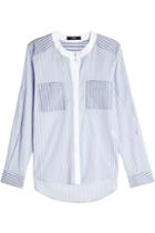 Steffen Schraut Steffen Schraut Collarless Mixed Stripe Cotton Shirt