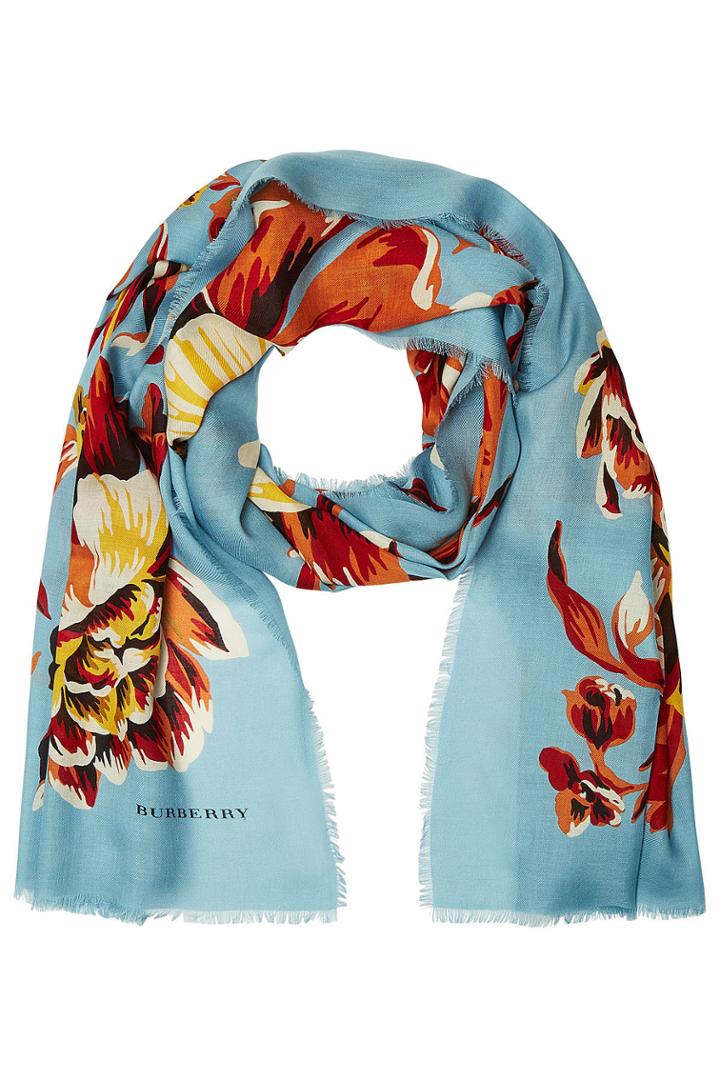 Burberry Shoes & Accessories Burberry Shoes & Accessories Printed Scarf With Cashmere - Orange