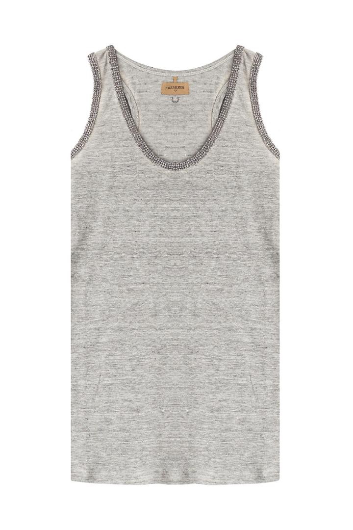 True Religion True Religion Embellished Linen Tank - Grey