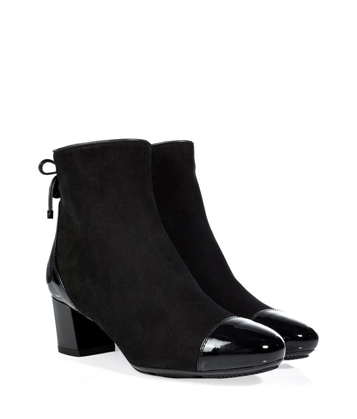 Hogan Suede/patent Cap Toe Ankle Boots