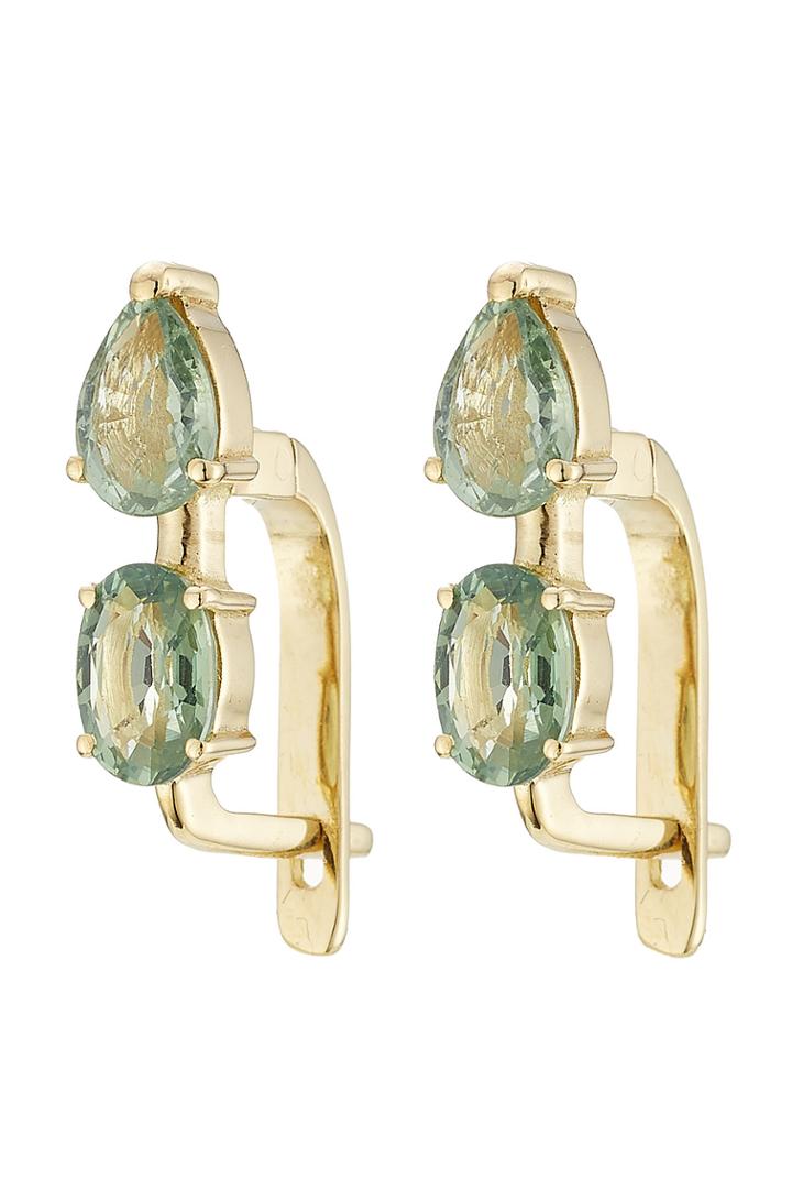 Ileana Makri Ileana Makri 18k Yelow Gold Earrings With Green Sapphires