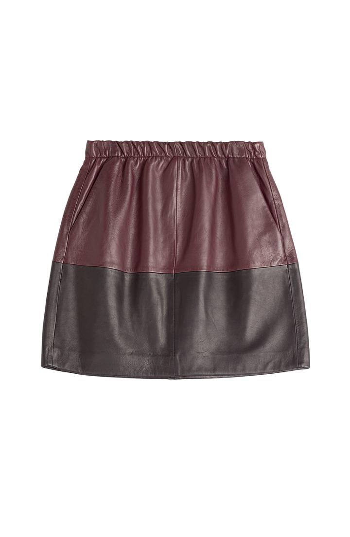 Vince Two Tone Leather Skirt