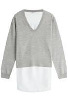 T By Alexander Wang T By Alexander Wang Layered Merino Wool Pullover And Shirt Combo - Grey