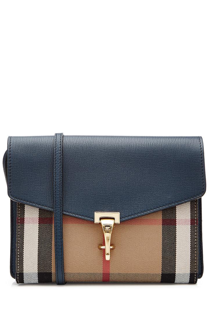 Burberry Shoes & Accessories Burberry Shoes & Accessories Leather Shoulder Bag With Print Fabric - Blue
