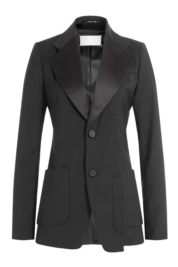 Maison Margiela Maison Margiela Wool Blazer With Contrast Collar - Black