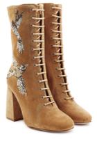 R.e.d Valentino R.e.d Valentino Embroidered Lace-up Suede Boots