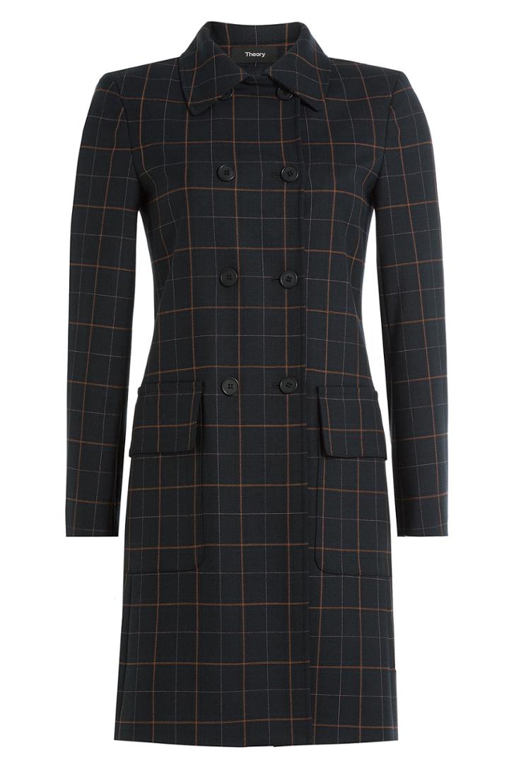 Theory Theory Checked Coat With Virgin Wool - Blue