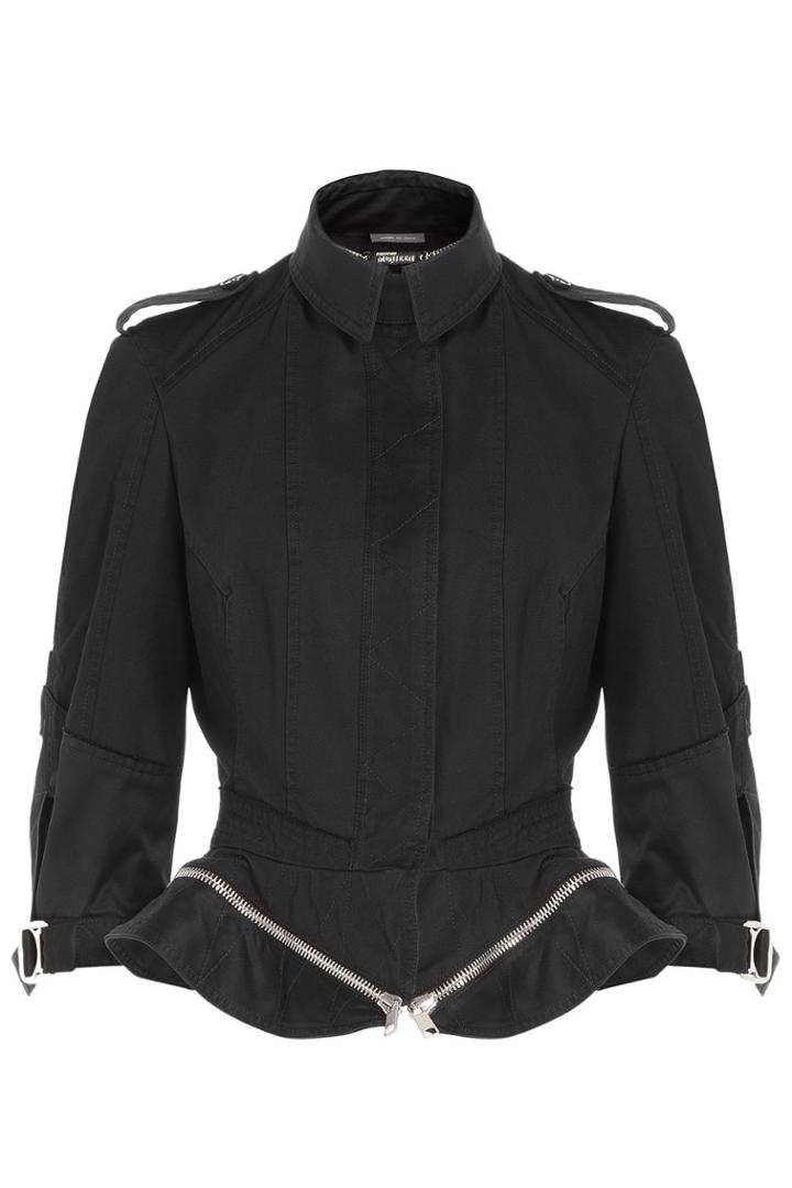 Alexander Mcqueen Alexander Mcqueen Cotton Jacket With Zipped Peplum