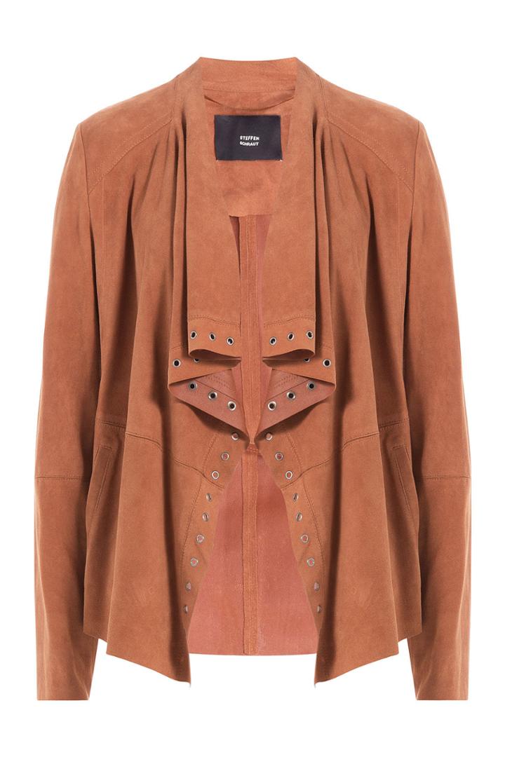 Steffen Schraut Steffen Schraut Draped Suede Jacket - Blue