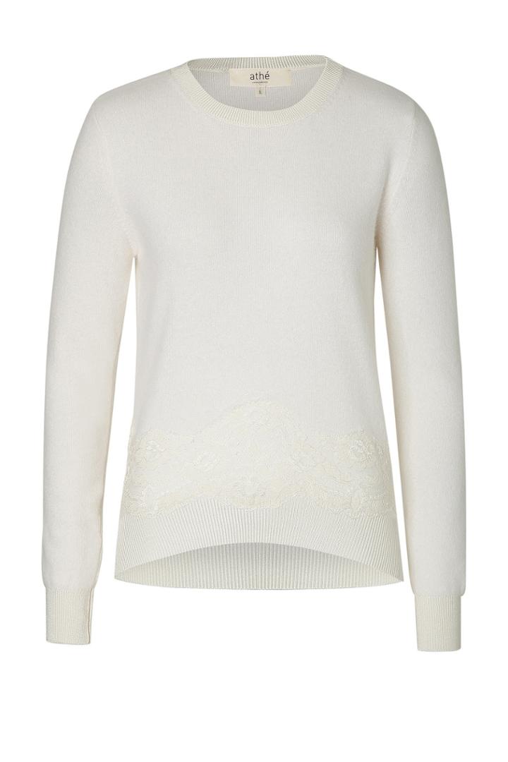 Vanessa Bruno Athé Vanessa Bruno Athé Merino Blend Pullover With Lace Overlay - None