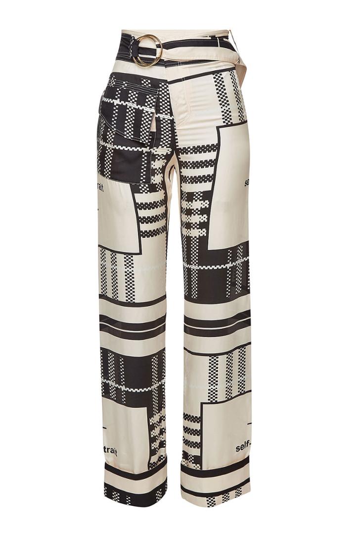 Self-portrait Self-portrait Printed Pants With Silk