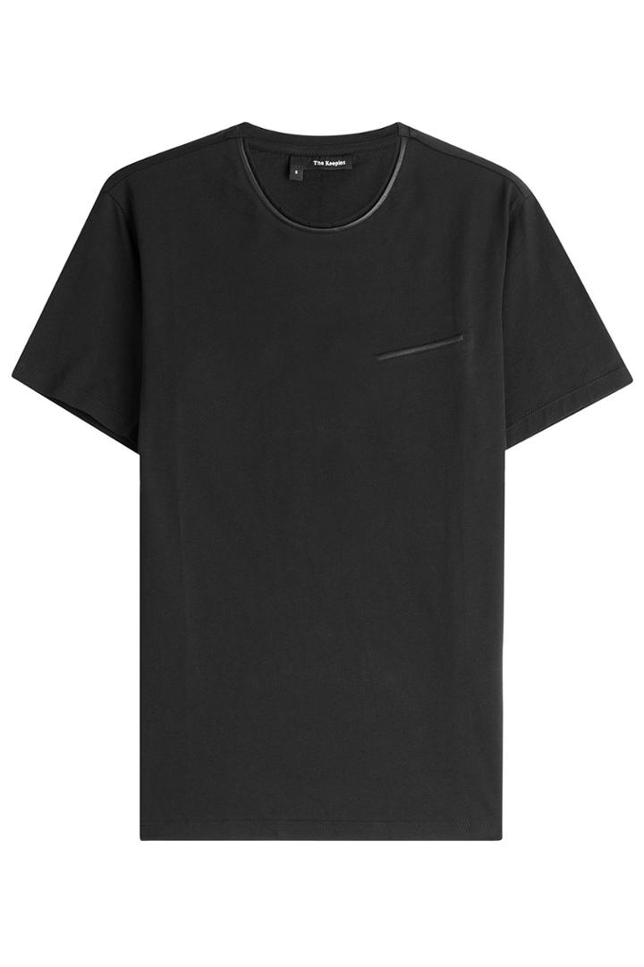 The Kooples The Kooples Leatherette Cotton Tee - Black