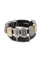 Alexis Bittar Alexis Bittar Leather Bracelet With 10kt Gold, Labradorite, Pyrite And Crystals