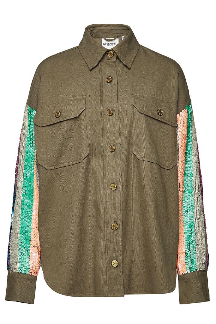 Essentiel Antwerp Essentiel Antwerp Printed Cotton Jacket With Sequins