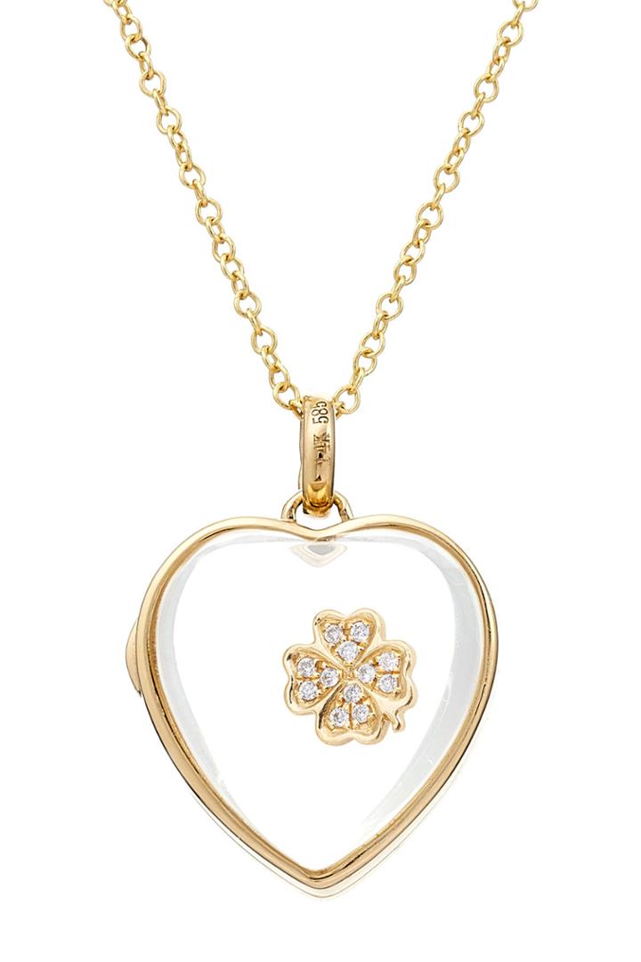 Loquet Loquet 14kt Heart Locket With 18kt Gold Charm And Diamonds - Multicolored