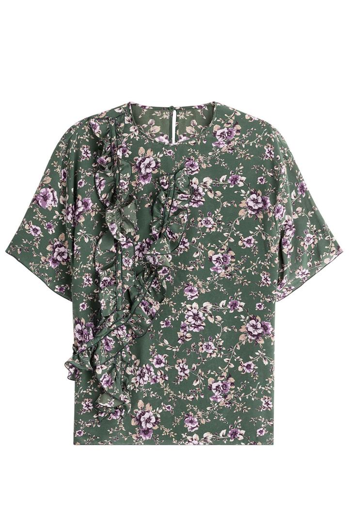Rochas Rochas Printed Silk Blouse With Ruffles