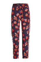 Markus Lupfer Markus Lupfer Printed Silk Pants With Chiffon Trims