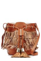 See By Chloé See By Chloé Leather Drawstring Satchel With Fringe - Brown
