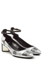 Pierre Hardy Pierre Hardy Leather And Snakeskin Mary-janes - Silver