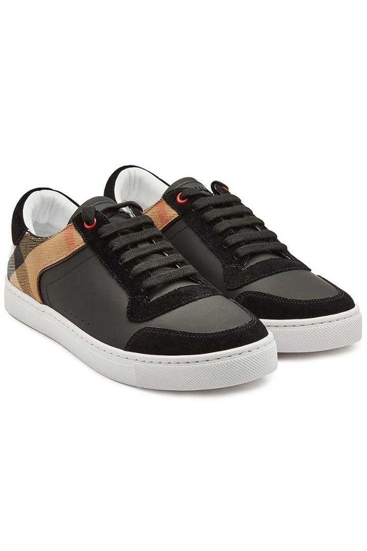 Burberry Burberry Reeth Leather And Suede Sneakers