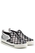 Marc Jacobs Marc Jacobs Leather Slip-on Sneakers With Sequins - Silver
