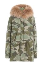 Mr & Mrs Italy Mr & Mrs Italy Printed Cotton Parka With Raccoon Fur - Green