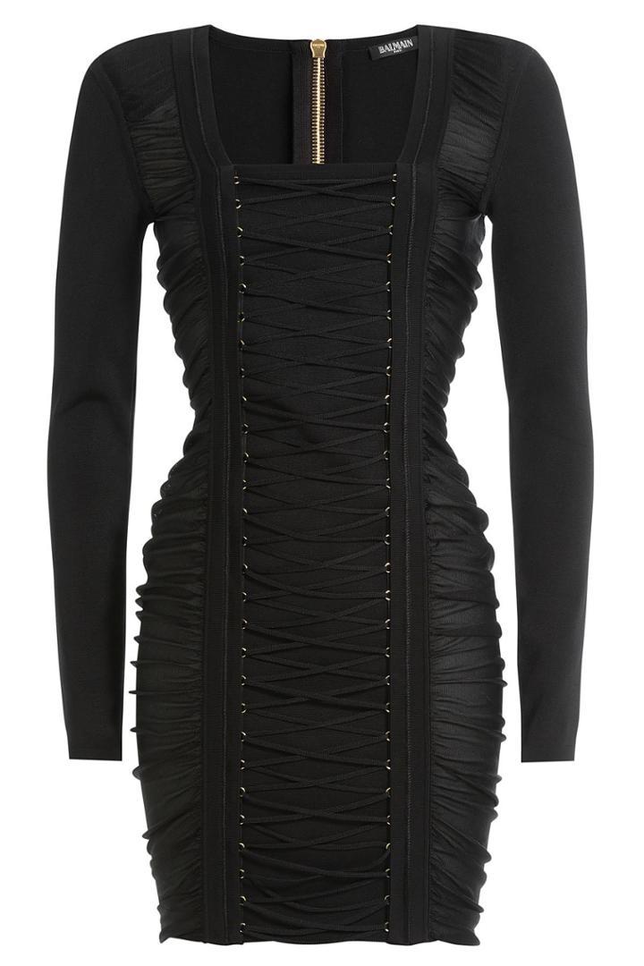 Balmain Balmain Mini Dress With Lace-up Detail - Black