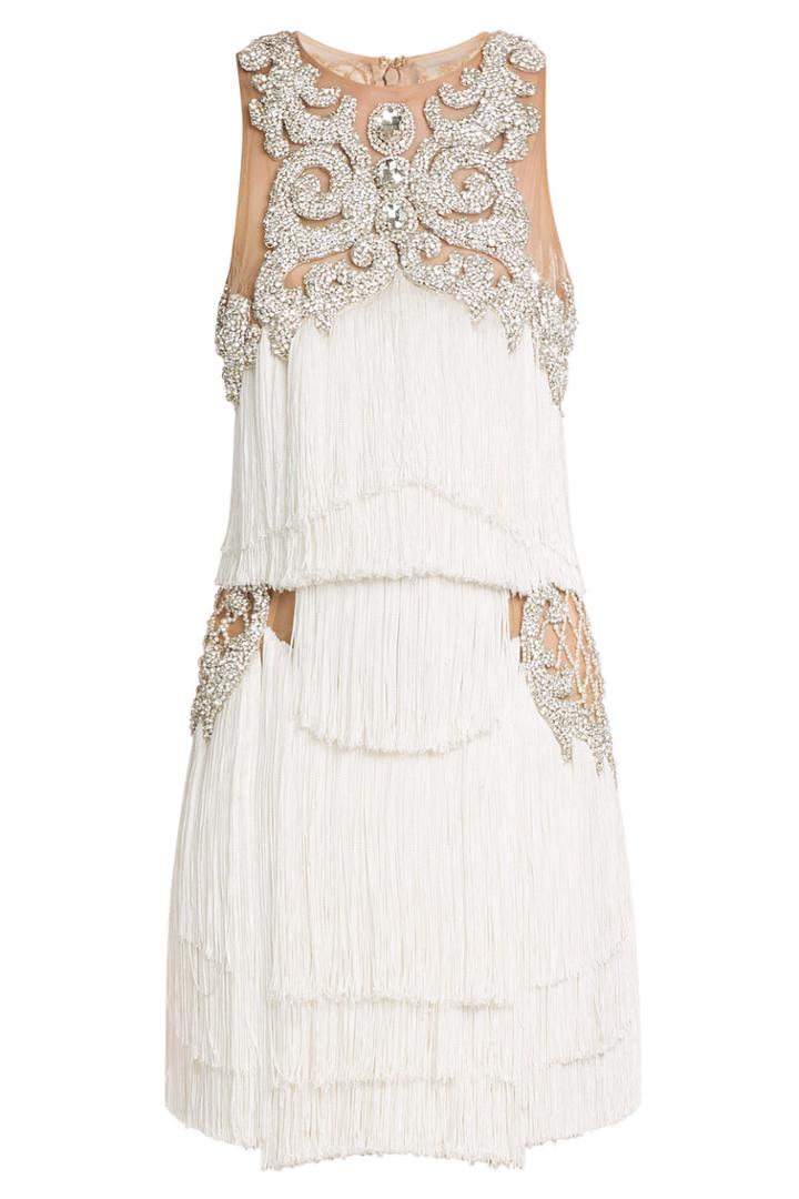 Balmain Balmain Dress With Fringing And Crystal Embellishment - Beige