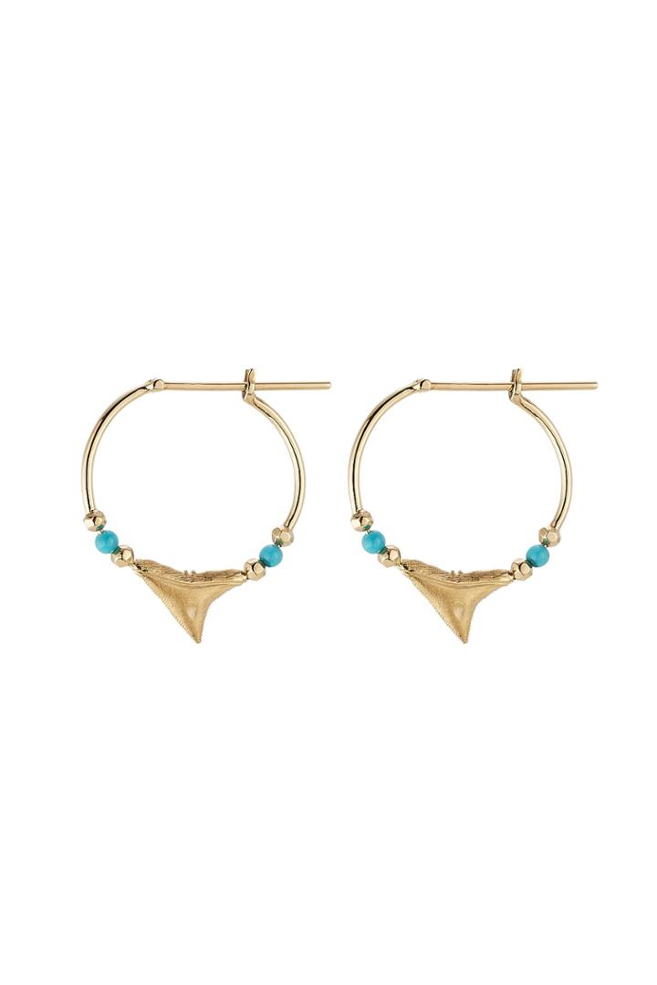 Aurélie Bidermann Fine Jewelry Aurélie Bidermann Fine Jewelry Shark 18kt Yellow Gold Earrings With Turquoise
