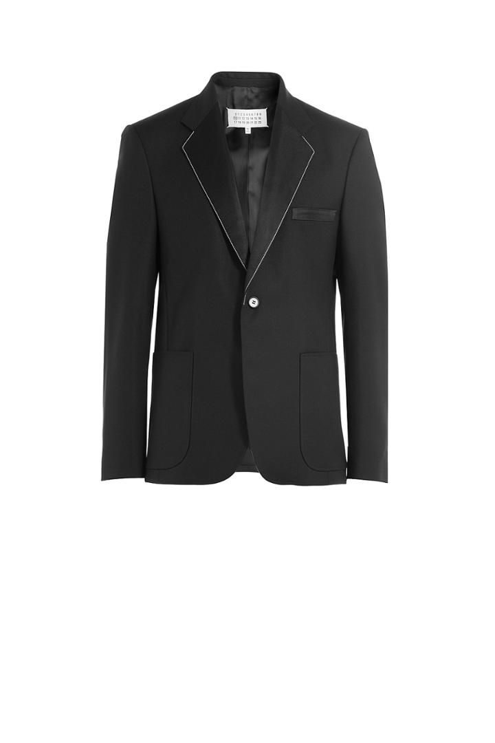 Maison Margiela Maison Margiela Wool-mohair Blazer With Contrast Stitched Trim - Black