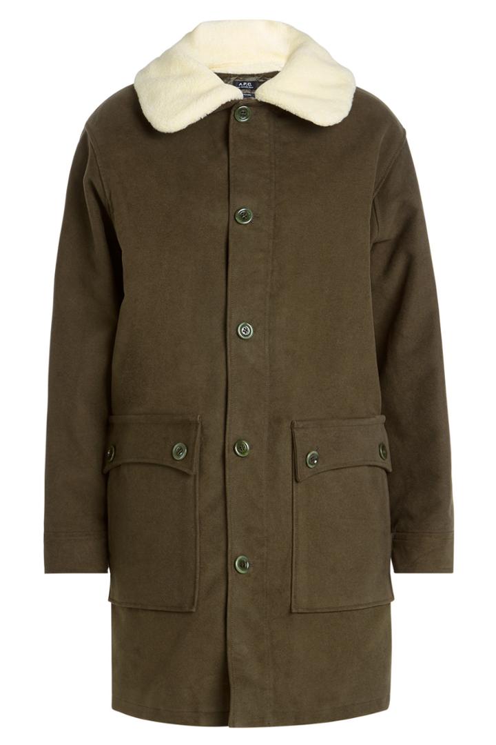 A.p.c. A.p.c. Cotton Parka With Faux-shearling Collar