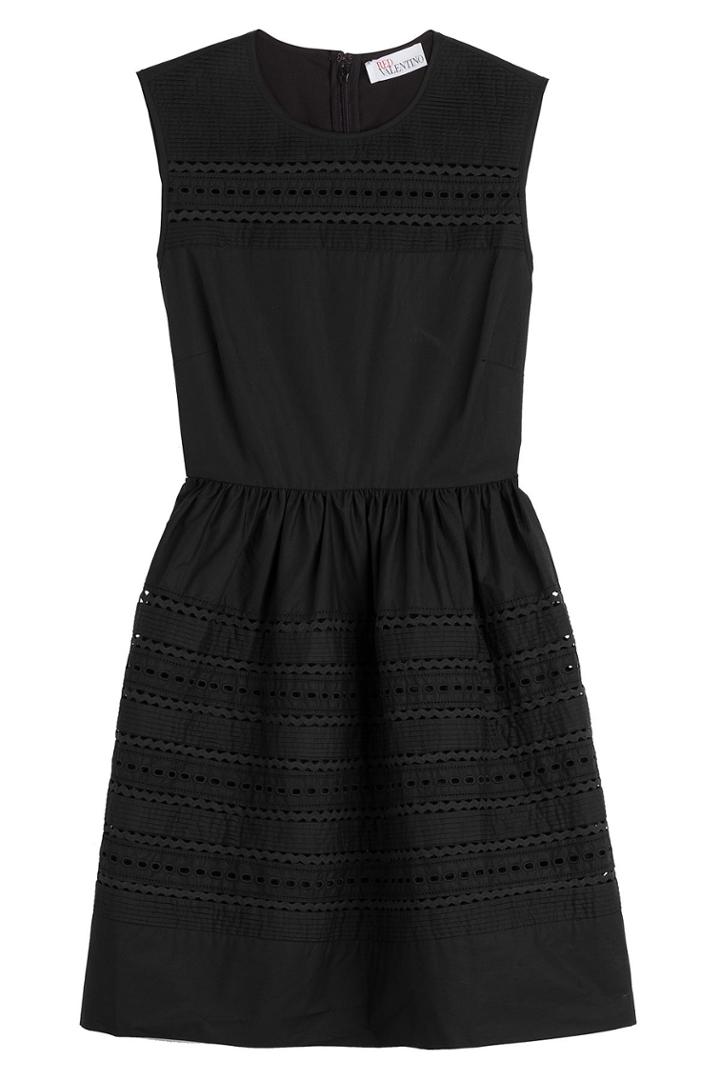 R.e.d. Valentino R.e.d. Valentino Cotton Dress With Embroidered Eyelet Trim - Black
