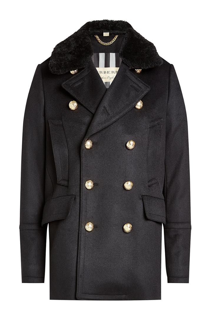 Burberry London Burberry London Wool Jacket With Shearling Collar