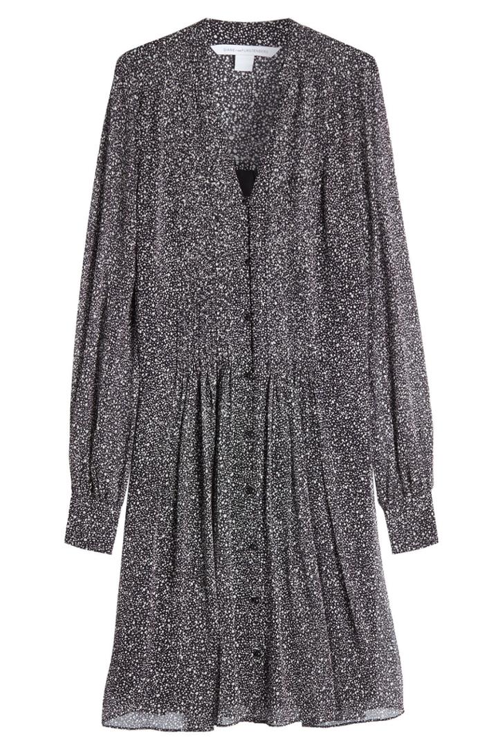 Diane Von Furstenberg Diane Von Furstenberg Printed Silk Chiffon Dress - Black