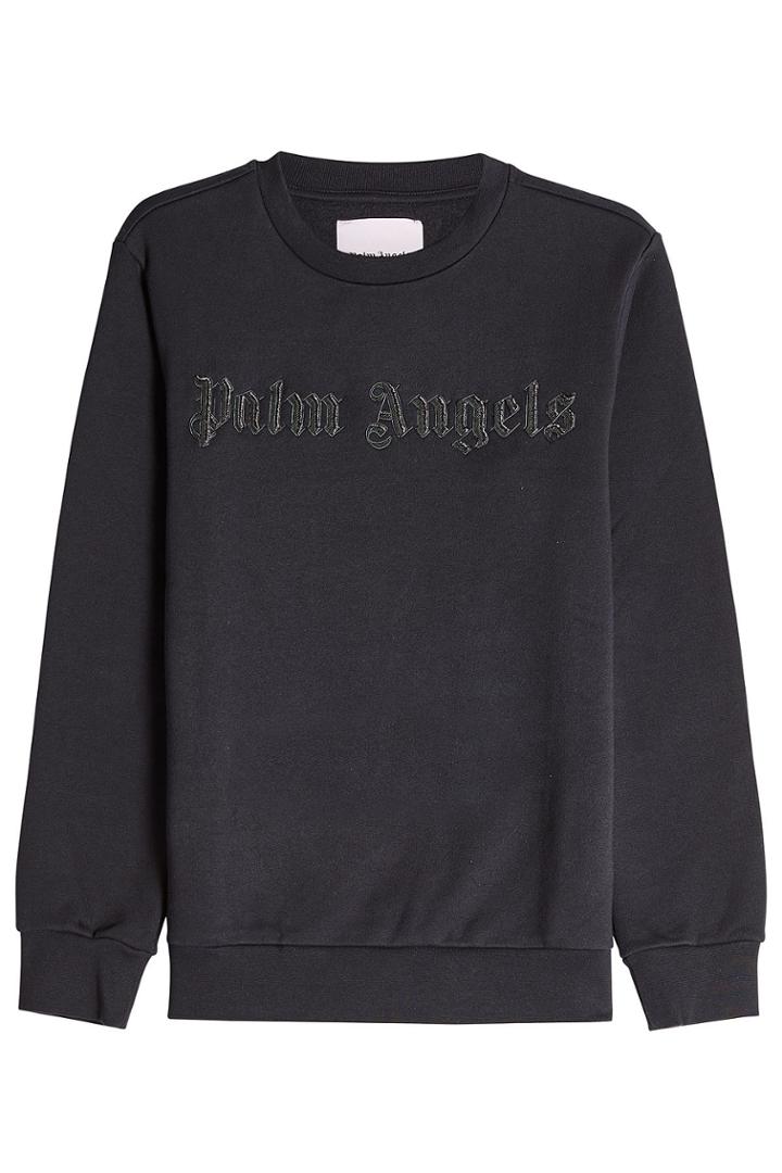 ??palm Angels??? ??palm Angels??? Cotton Sweatshirt With Embellished Logo - Black