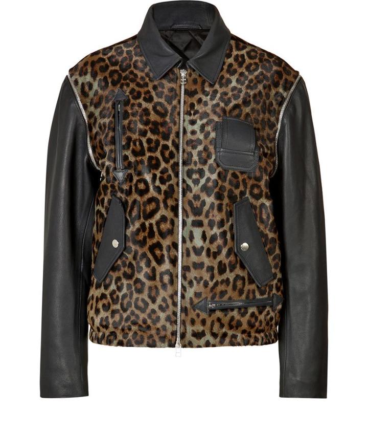 Faith Connexion Haircalf/leather Leopard Print Bomber