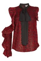 Self-portrait Self-portrait Cut-out Devoré Blouse With Ruffles And Self-tie Bow