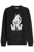 Off White Off White Cotton Crewneck Sweatshirt With Wolf Print