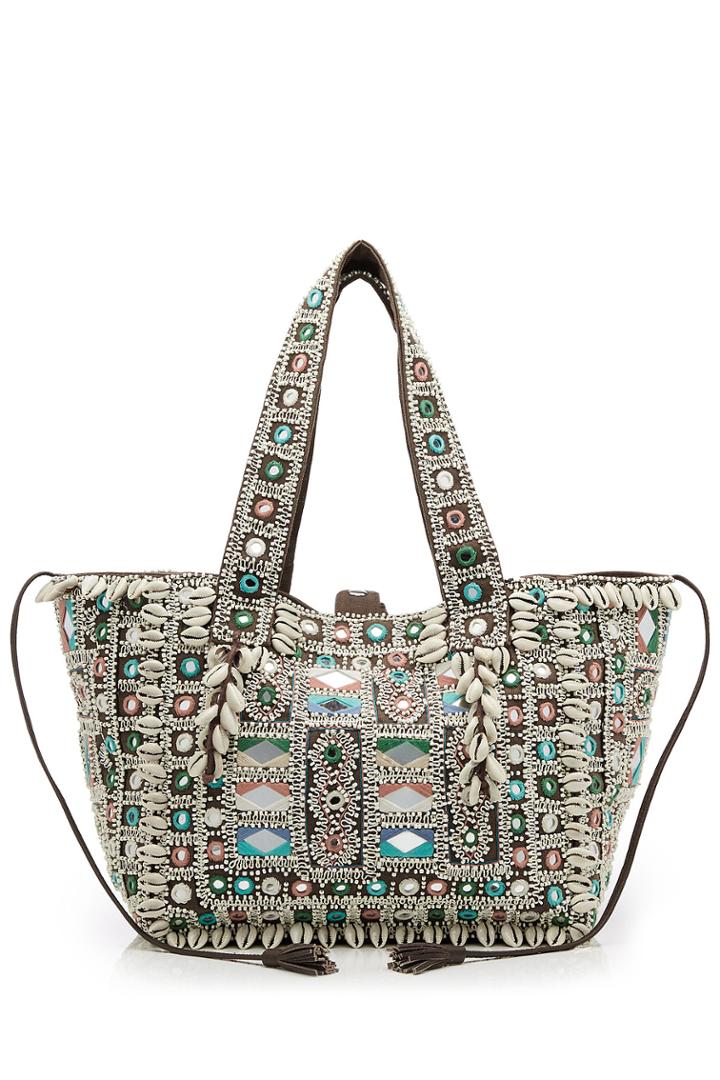 Antik Batik Antik Batik Embellished Cotton Tote - Brown