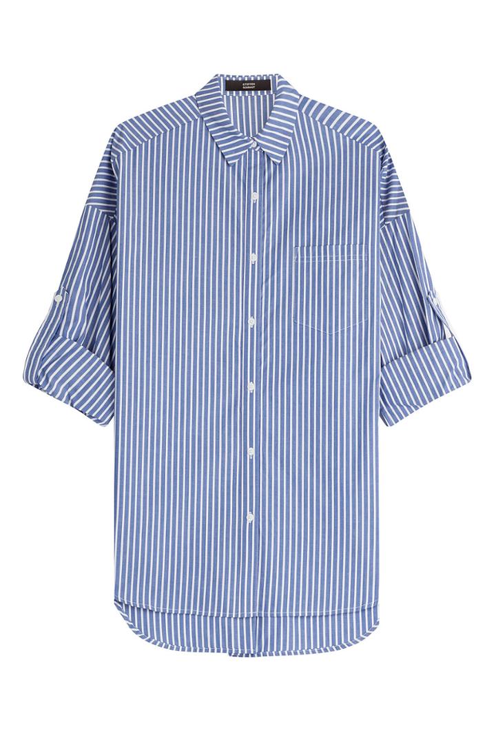 Steffen Schraut Steffen Schraut Cuffed Sleeve Striped Cotton Shirt - Stripes