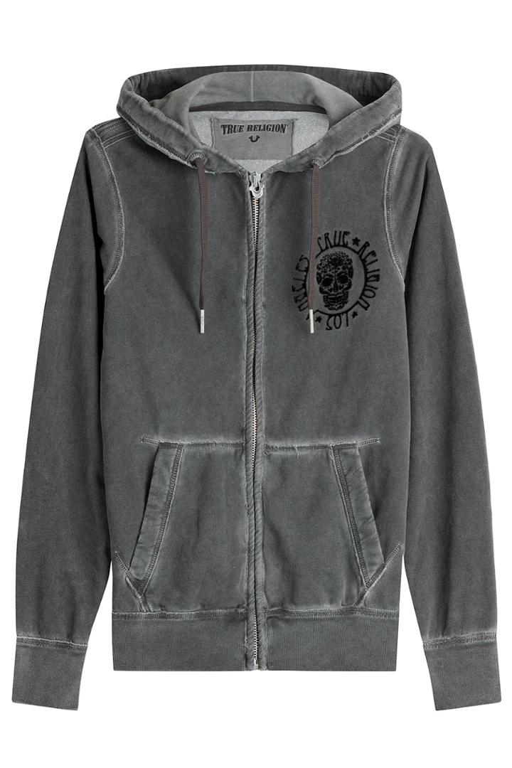 True Religion True Religion Zipped Cotton Hoodie - Grey