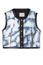 Fausto Puglisi Fausto Puglisi Tie-dye Cropped Top With Leather - Blue