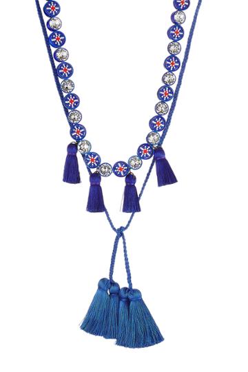 Shourouk Shourouk Sautoir Mini Tassel Necklace With Crystals - Blue